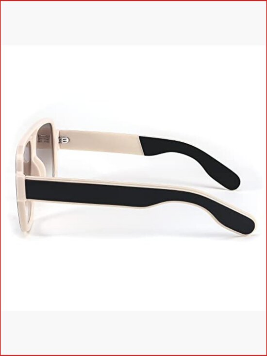 Retro 70s Oversized Pilot Square Frame Plastic Sunglasses UV400 Protection